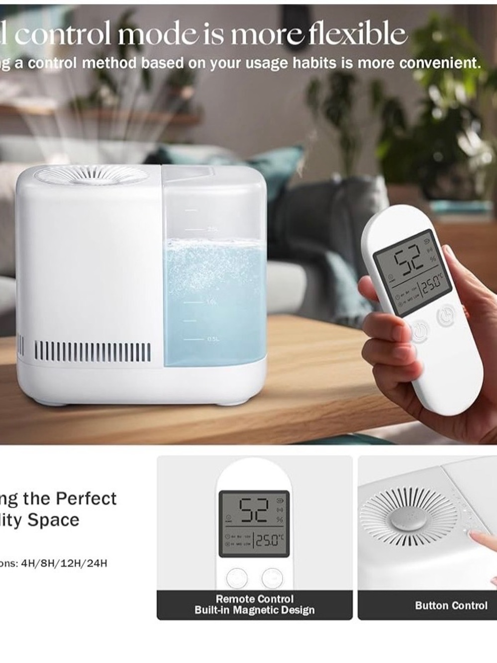 White Compact Humidifier with Digital Remote - Picture 6 of 8